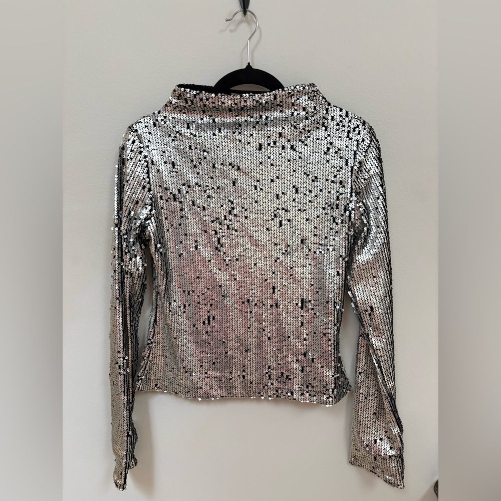 Silver and black sequin top by Cheap Monday, size small